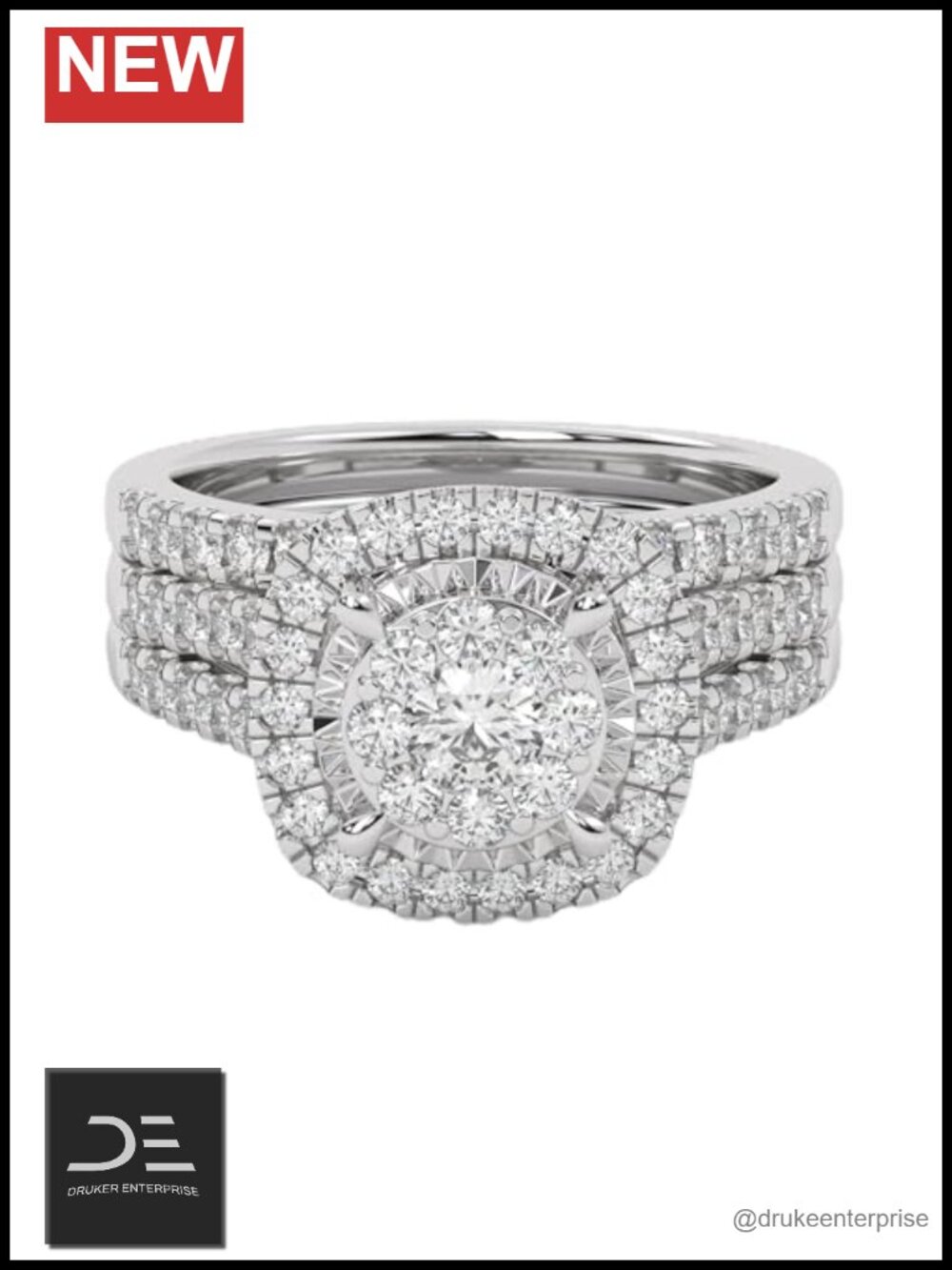 Women's Lab Grown Diamond 14K White Gold Over Sterling Silver Halo Bridal Ring